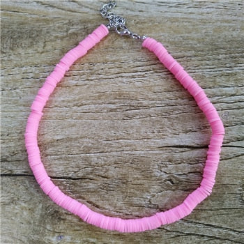 Donarsei New Fashion Colorful Clay Choker Necklace For Women Bohemian Adjustable Soft Pottery Collar Necklace Boho Jewelry
