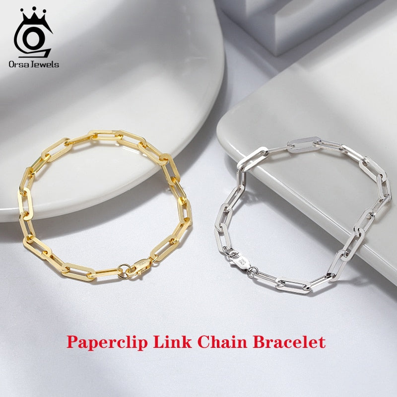 ORSA JEWELS 14K Gold Plated Genuine 925 Sterling Silver Paperclip Neck Chain 6/9.3/12mm Link Necklace for Women Men Jewelry SC39 - Charlie Dolly