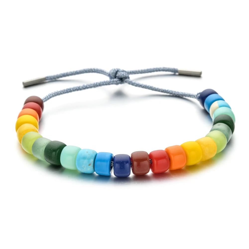 Vintage Boho Handmade Pull Tie on Rope Bracelet DIY Natural Stones Crystal Charm Beads Stone Trendy Bracelet Lucky Jewelry - Charlie Dolly