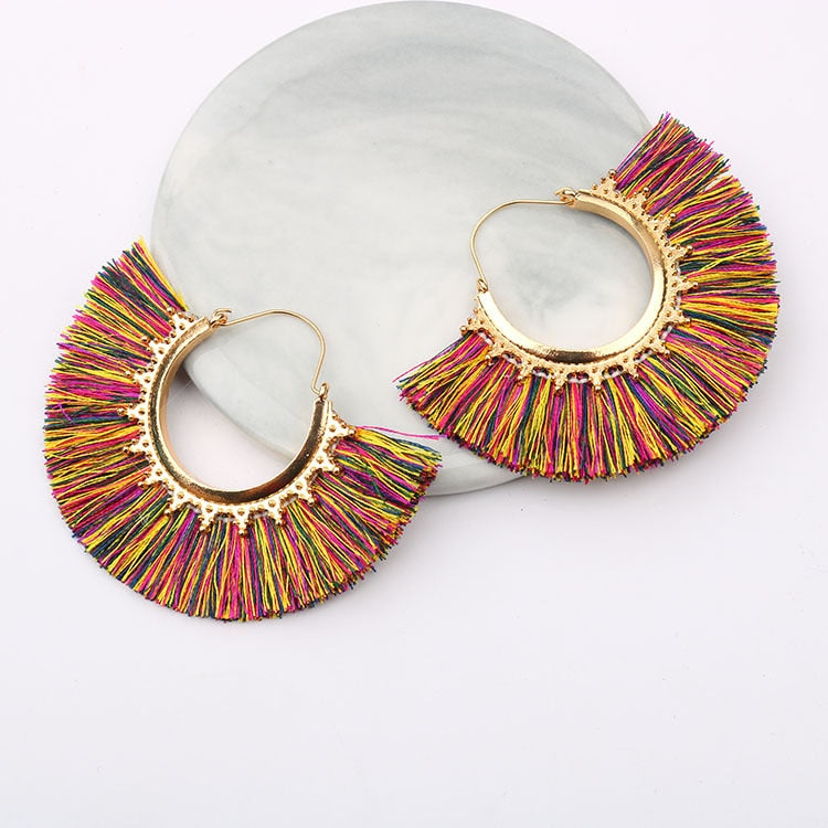 Round Tassel Earrings for Women Jewelry Drop Dangle Earrings Pendientes Mujer Moda Brincos Party Wedding Statement Earrings