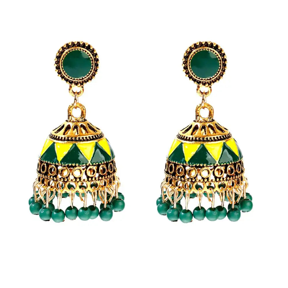 Pearl Bead Indian Jhumka Hanging Earrings Jewelry