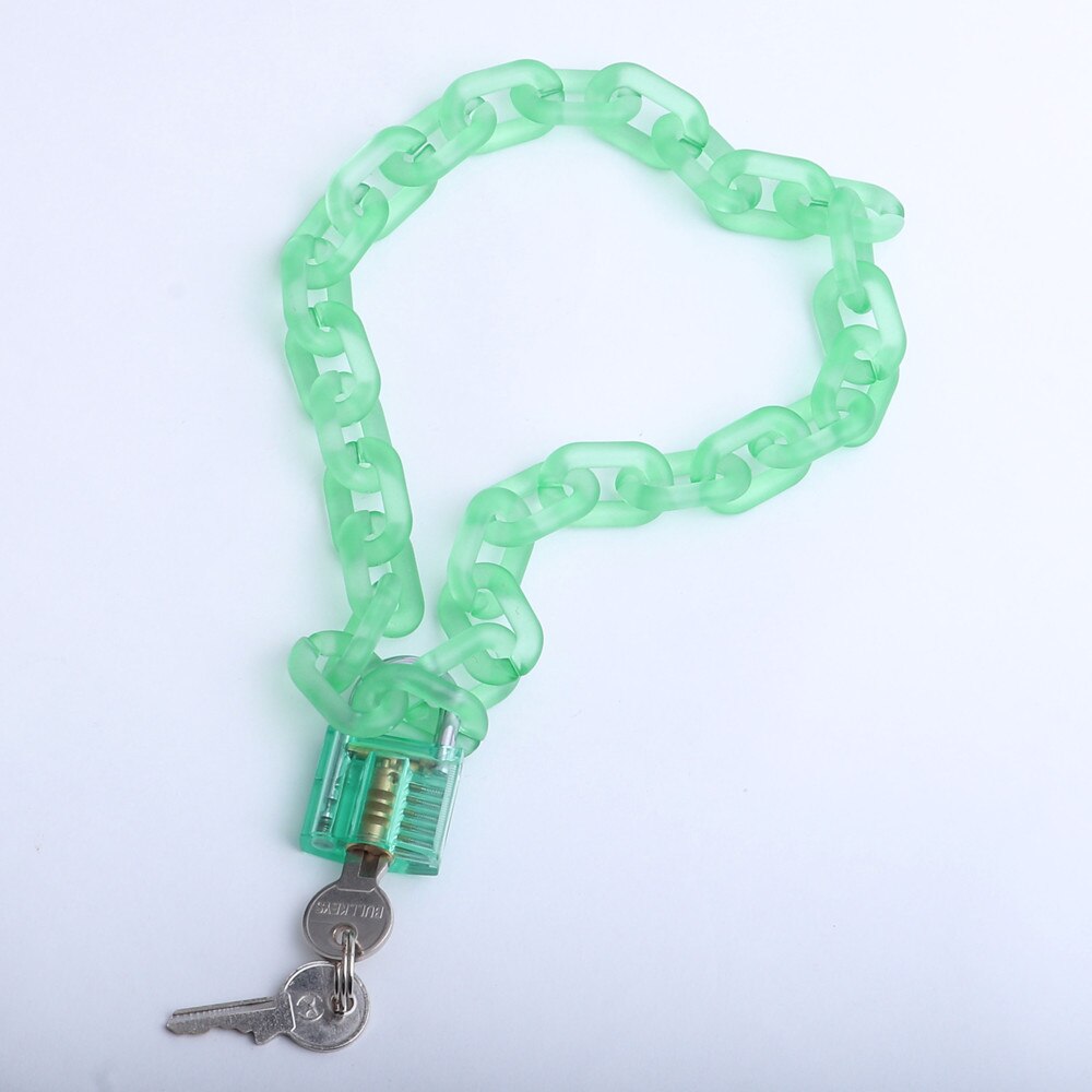 FishSheep Rock Acrylic Clear Lock Pendant Necklace For Women Pink Resin Lock Long Transparent Chain Choker Necklace 2020 Jewelry