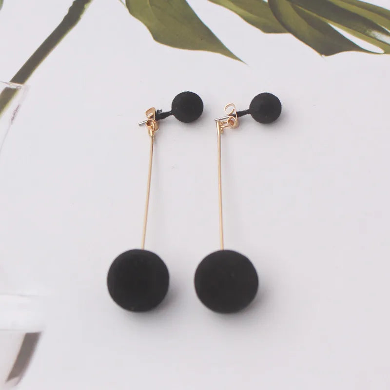 Black Leaf Pearl Crystal Long Earrings Jewelry
