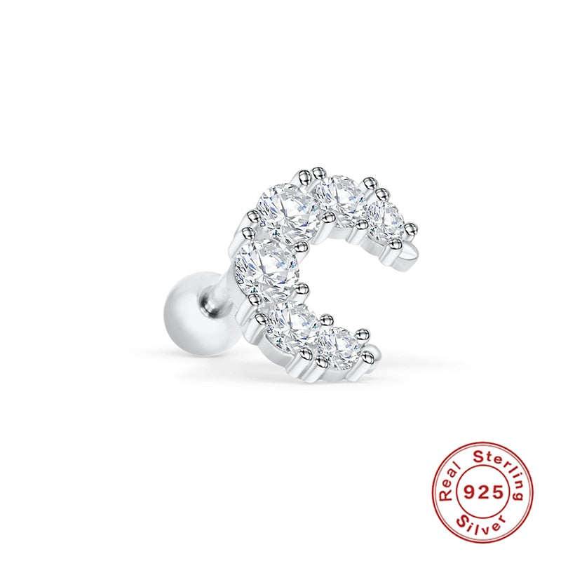 ROXI Small Crown Moon Star Lightning Constellation Stud Earrings for Women 925 Sterling Silver Piercing Earring Kolczyki Damskie