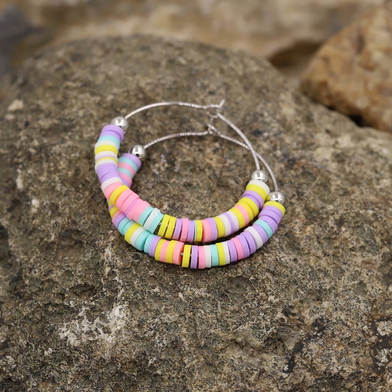 Multicolor Boho Hoop Earrings 2023 New Fashion Colorful Clay korean Jewelry Earrings Accesories for Women Girls