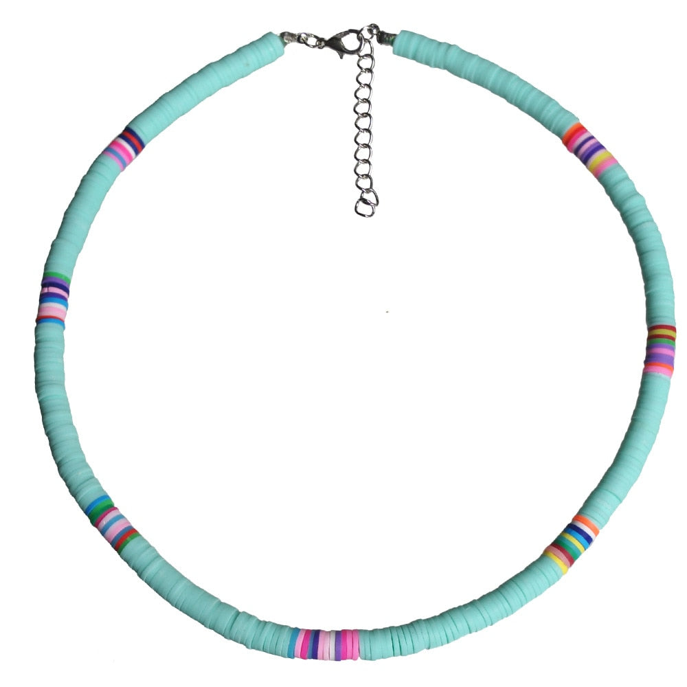 Fashion Soft Pottery Choker Necklace For Women Bohemian Colorful Clay Collar Shell Necklace Summer Beach Jewelry