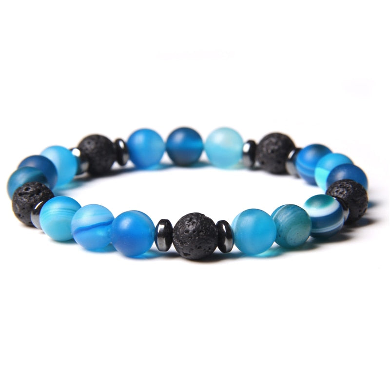 Natural Pink Zebra Stone Beads Bracelet 8mm Lava Volcanic Beaded Charm Bracelet Yoga Jewelry for Women Men Friendship Bracelet