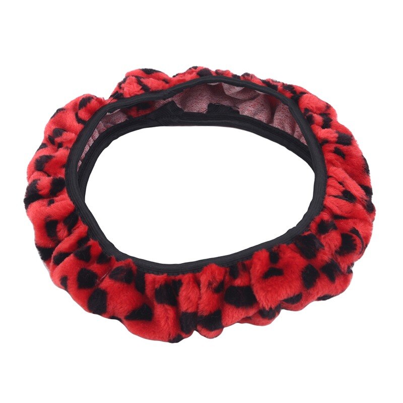 Car Steering Wheel Cover Gearshift Handbrake Cover Protector Decoration Warm Super Thick Plush Collar Soft Black Pink Women Man