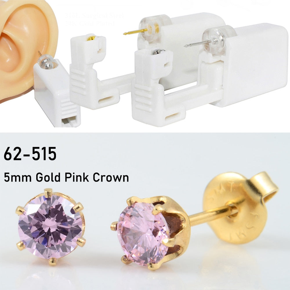 Disposable Sterile Ear Piercing Unit Cartilage Tragus Helix Piercing Gun Tool Kit Build In Steel Stud Earring Star Ball