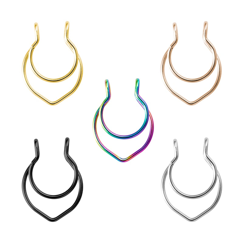 1-5pcs New Fake Nose Piercing Fake Nose Ring Hoop Septum Rings Surgical Steel Colorful Fake Piercing Nose Piercings Jewelry 20G