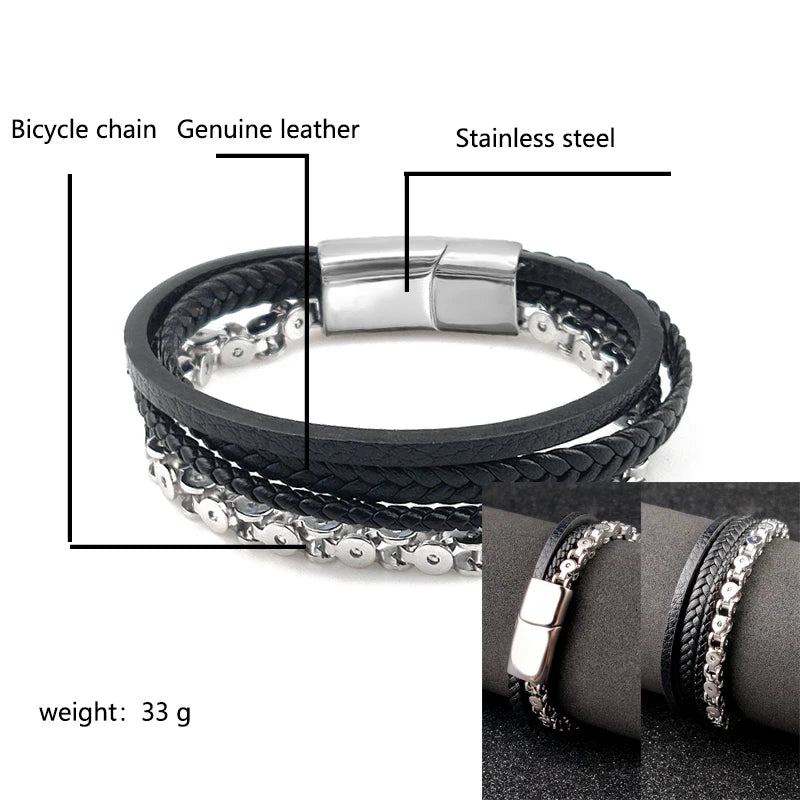 Boho Jewelry Beads Leather Charm Bracelet for Men Women Stainless Steel Natural Stone Rosary love Bracelet Bangle Gift Wholesal - Charlie Dolly