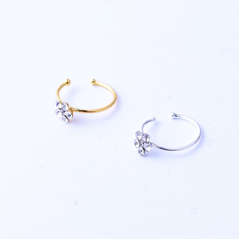1PCS Fashion Fake Nose Ring Crystal C Clip Septum Lip Non Piercing Swirls Nose Rings Hoop For Women Men Body Jewelry