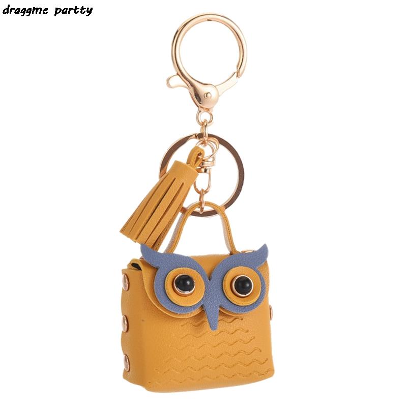 Cute Animal Creative Leather Owl Coin Purse Keychain Trend Car Key Pendant Cute Bag Small Ornament Key Chains For Women Purses