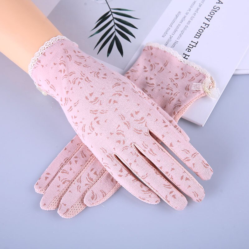 Women Sunscreen Stretch Gloves Summer Spring Lady Touch Screen Anti Uv Slip Resistant Driving Glove Breathable Guantes Pink