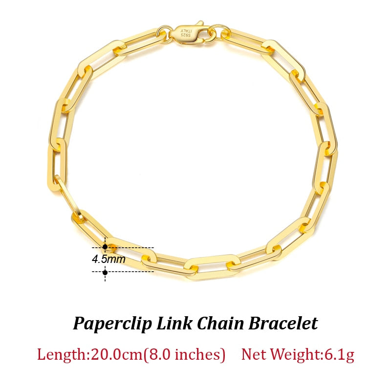 ORSA JEWELS 14K Gold Plated Genuine 925 Sterling Silver Paperclip Neck Chain 6/9.3/12mm Link Necklace for Women Men Jewelry SC39 - Charlie Dolly