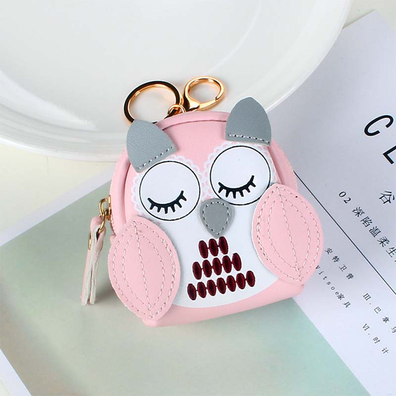 Cute Key Bag Owl Coin Purse Mini School Bag Car Key Chain Pendant Lady Wallet PU Leather Coin Purses Coin Purse Keychain