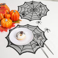 Halloween Black Lace Placemat Happy Halloween Party Decorations 2024 For Home Spider Web Tablecloth Kitchen Dining Table Covers - Charlie Dolly