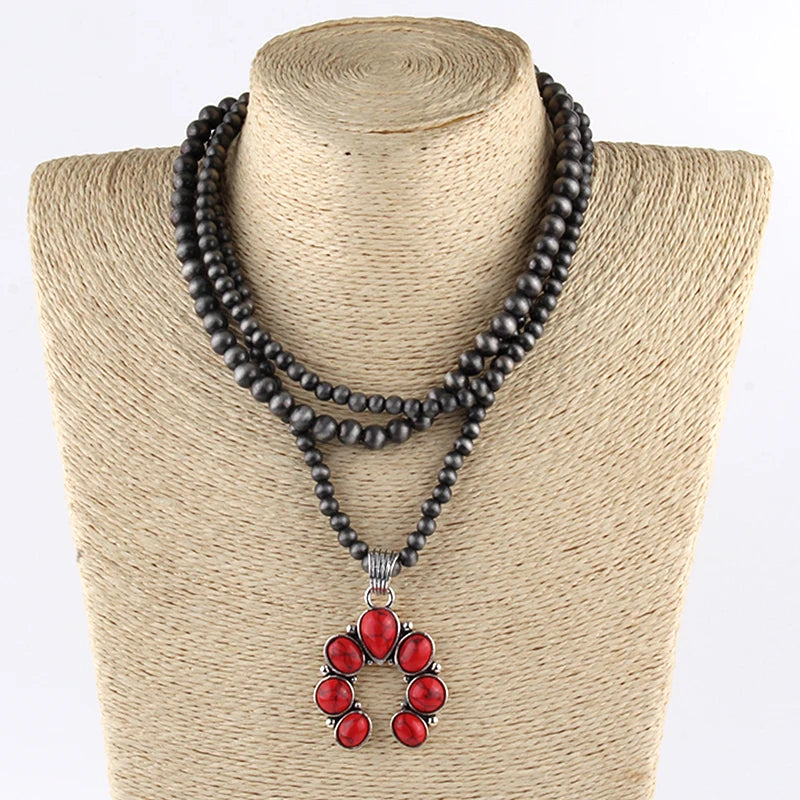 Grey CCB Moon Stone Layered Necklace Jewelry