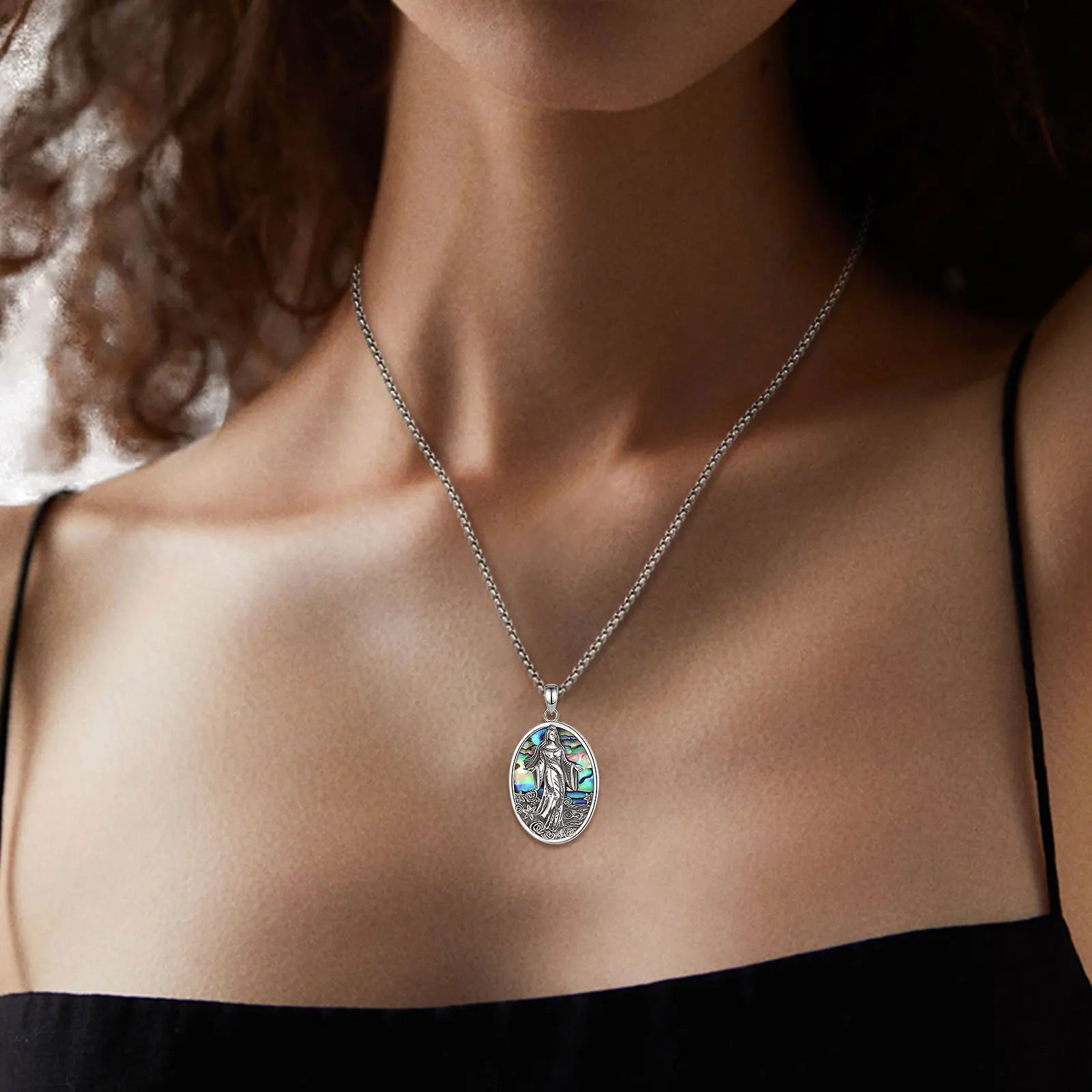 Yemaya Sea Goddess Necklace with Natural Abalone, S925 Sterling Silver