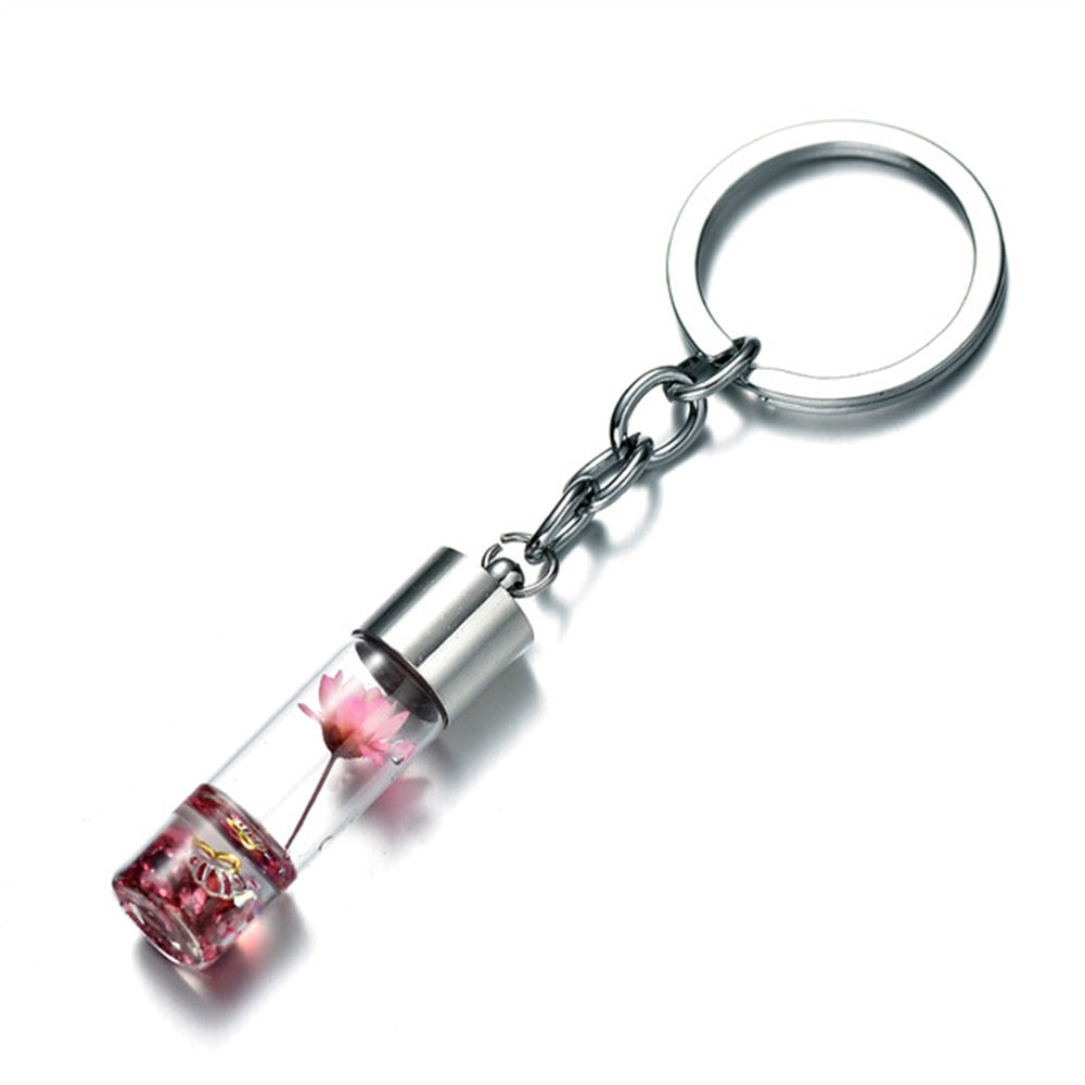 Fashion Eternal Flower Keyring Handmade Natural Plant Keychain for Women Men Bag Accessories Creative Friendship Gifts