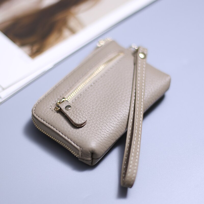 Wristlet Wallets for Women Coin Purse Genuine Leather Clutch Bags Ladies Money Credit Card Keychain Holder Short Wallet