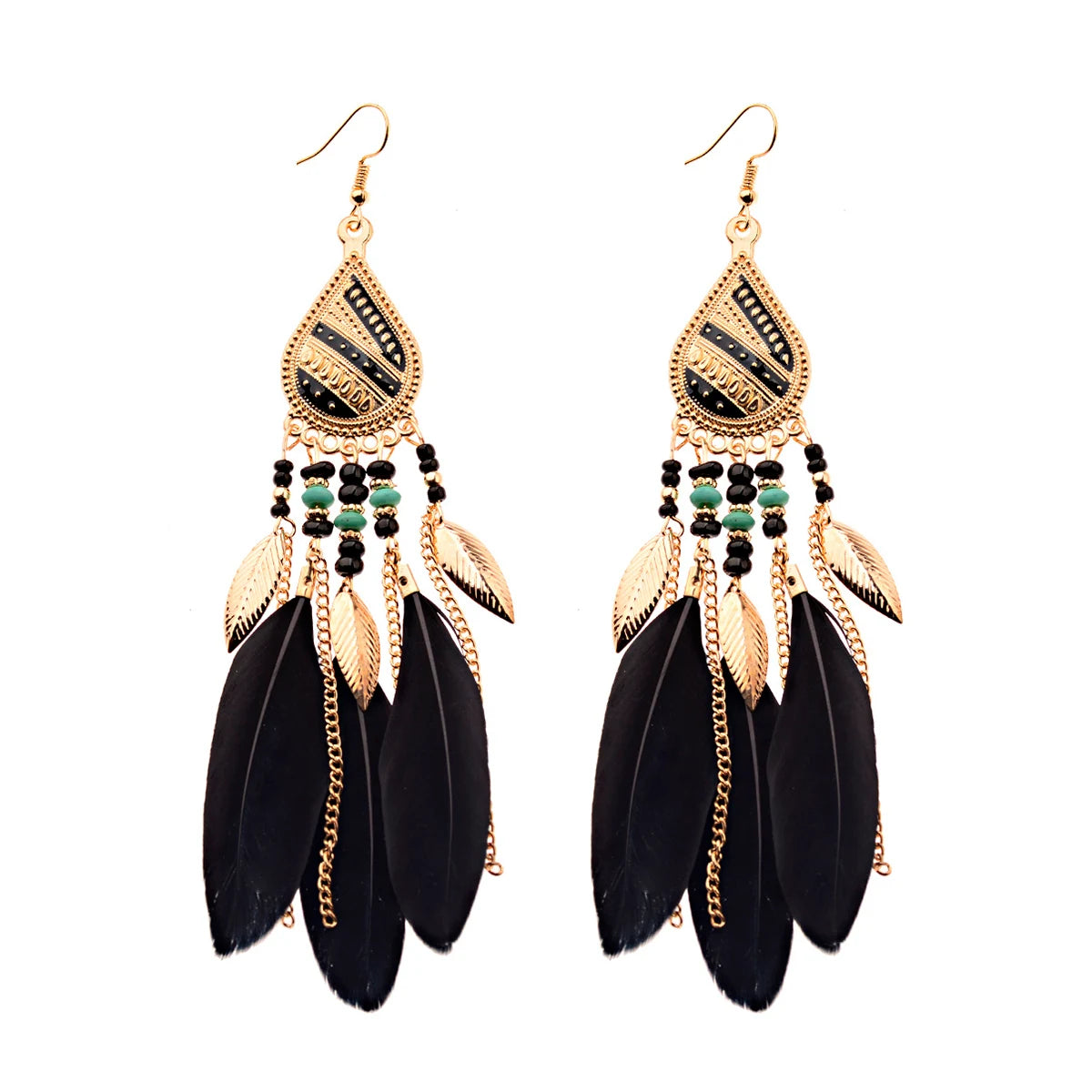 Dream Catcher Feather Leaf Tassel Earrings Jewelry