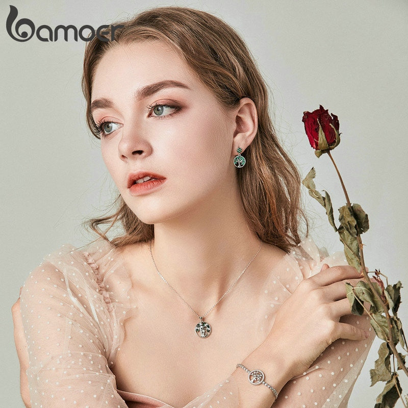 BAMOER 925 Sterling Silver Tree of Life Necklace for Women, 14K Gold Plated Lucky Tree Pendant Necklaces Jewelry for Girlfriend