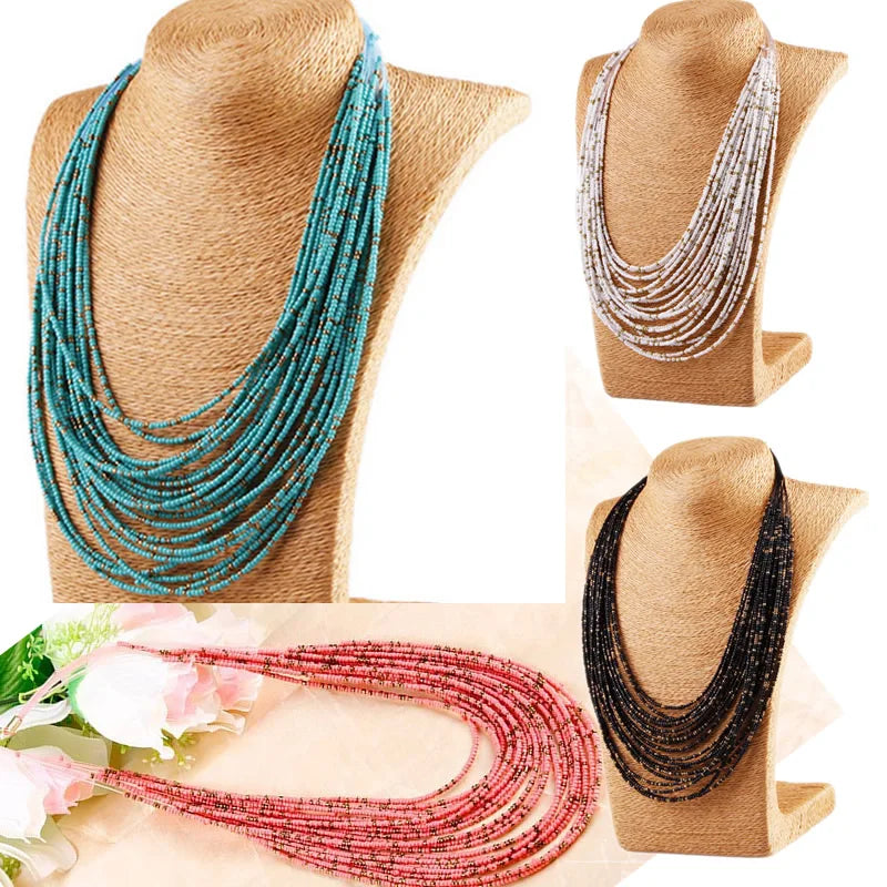 Bead Multilayer Choker Statement Necklace Jewelry