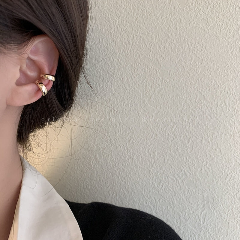 Korean Zircon Small Ear Cuff Set Ear Clips Vintage Gold Color Earcuff Cute Cartilage No Pierced Clip Earrings Women's Jewelry