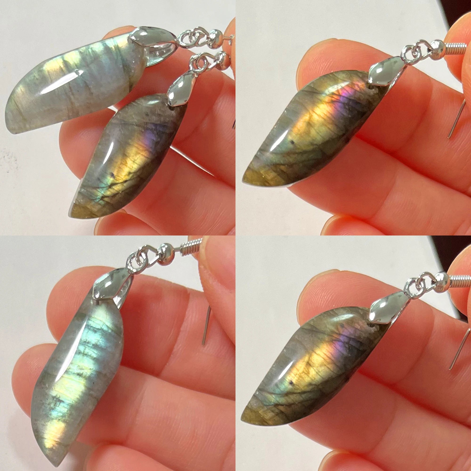 Blue Labradorite Pendant & Earrings Set, Raw Natural Stone Unisex Boho Jewelry