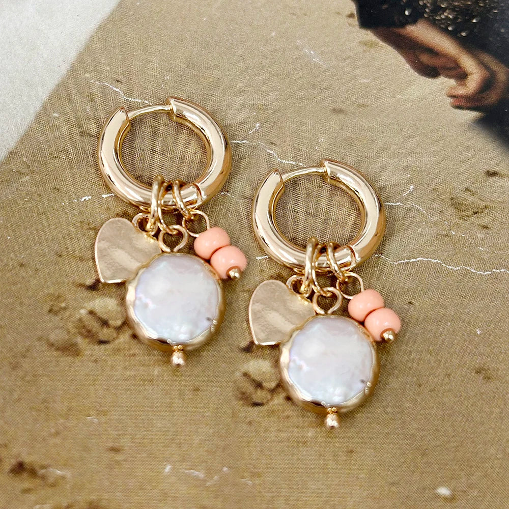 Pendant Earrings For Woman Boho Natural Stone Clover Malachite Powder Crystal Bohemia Charm Ear Luxury Quality Jewelry Girls - Charlie Dolly