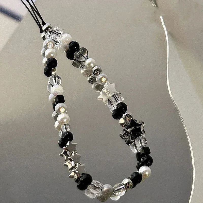 Korean Star and Pearl Beaded Phone Chain Lanyard