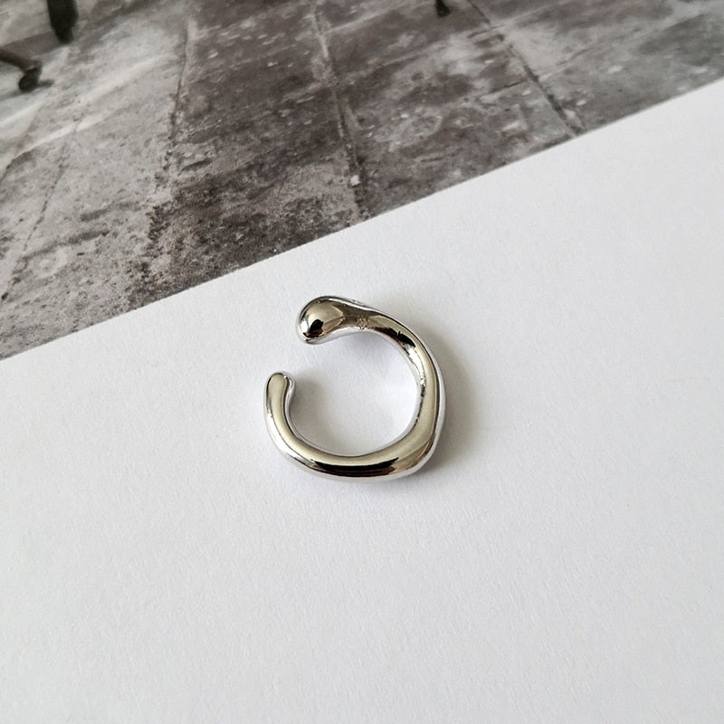 Peri'sBox Solid Gold Color Earrings without Piercing Geometric Round Ear Cuff Minimalist Cartilage Earrings Women Simple Jewelry