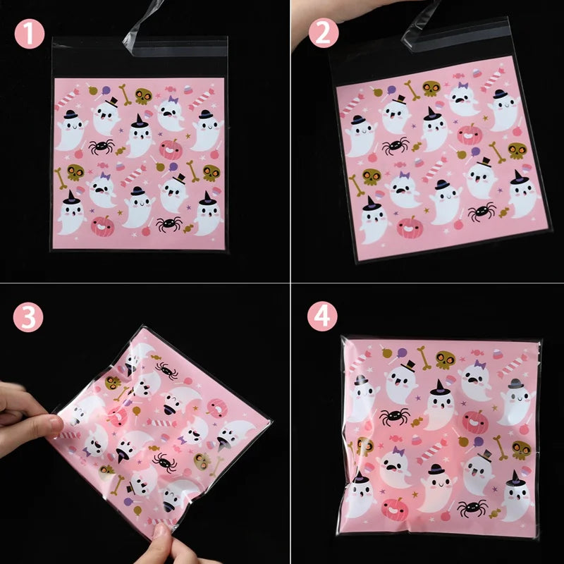 50PCS Halloween Candy Bags Halloween Party Decorations For Home 2024 Packaging Bag Pumpkin Party Ghost Halloween Decor Supplies - Charlie Dolly