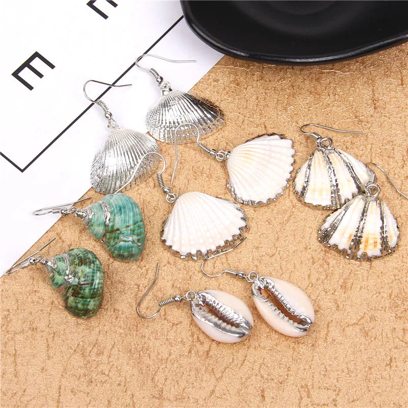 Natural Shell Scallop Drop Earrings Jewelry