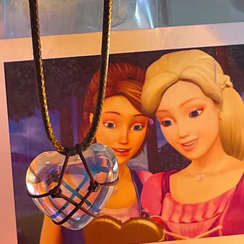 2022 Fashion Opal Heart Necklace Castle Necklace For Woman Girls Rose Quartz Barbie Necklace Jewelry Accessories Gift