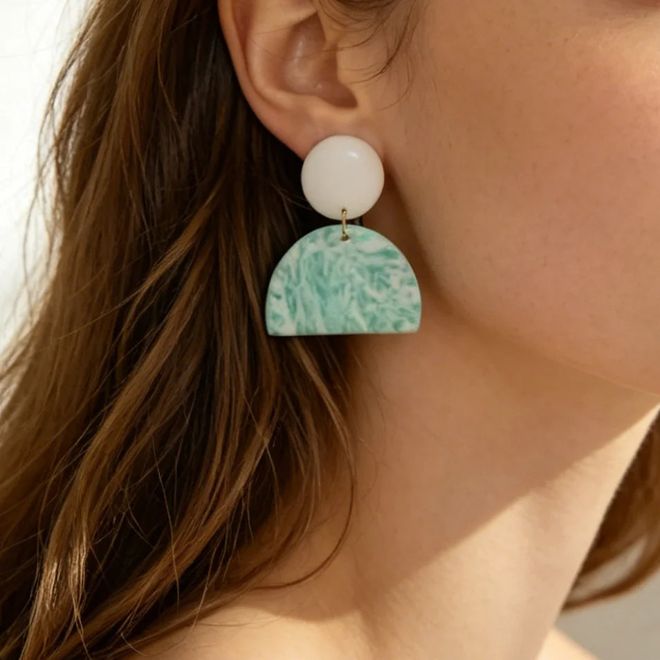 Polymer Clay Chevron Arch Dangle Earrings Jewelry