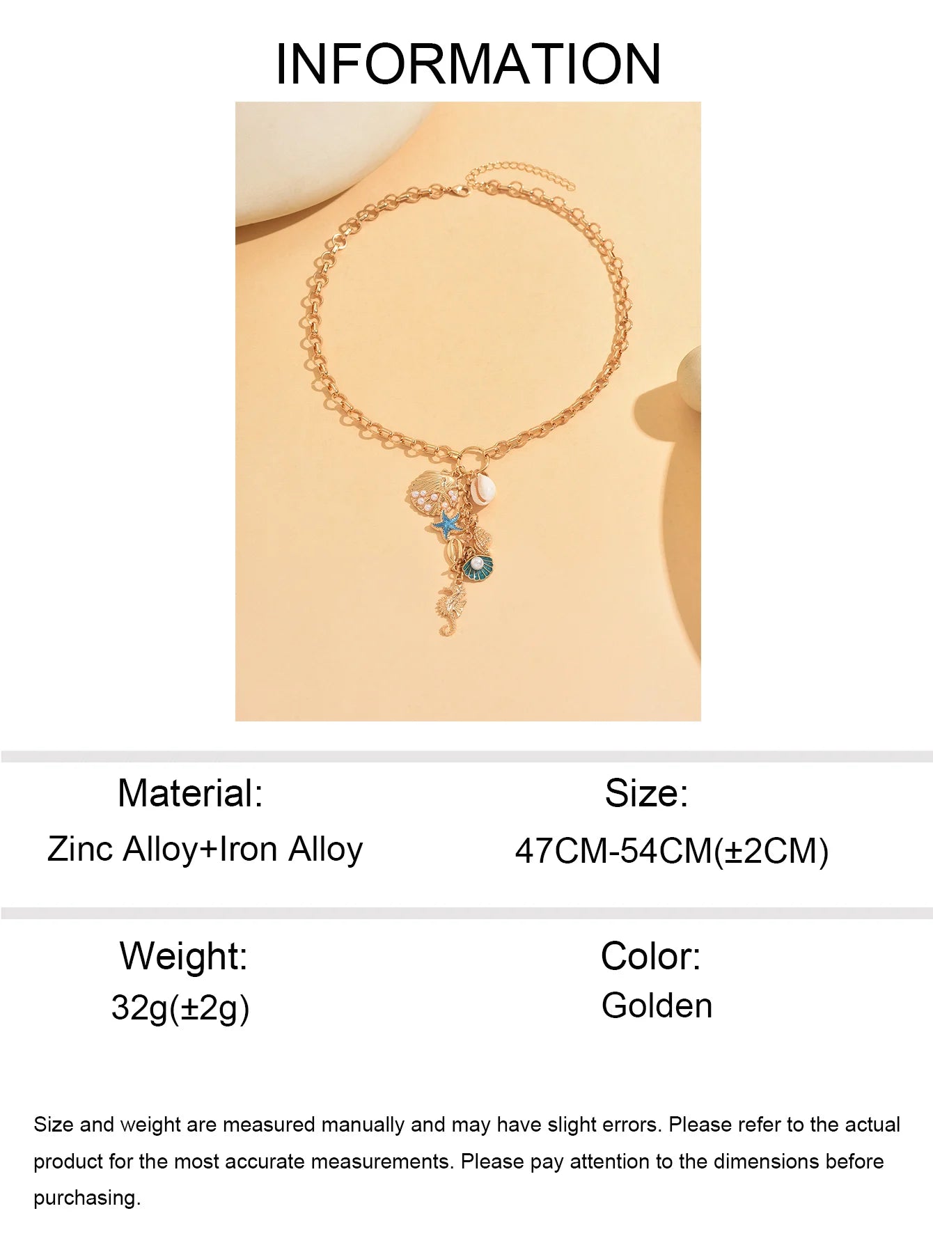 Chunky Gold Ocean Charm Boho Necklace