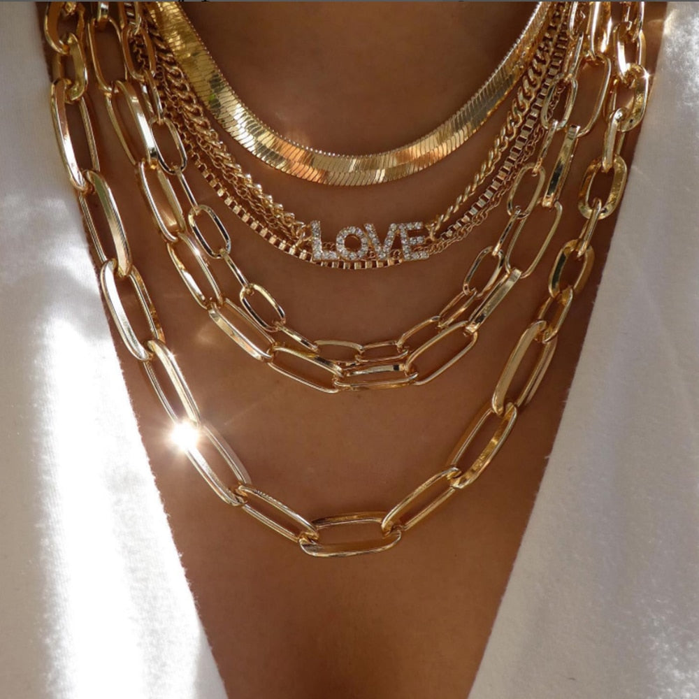 bls-miracle Bohemia Gold Color Multiple Styles Necklace For Women Multi-Layer Crystal Pendant Necklaces Set Jewelry Gifts - Charlie Dolly
