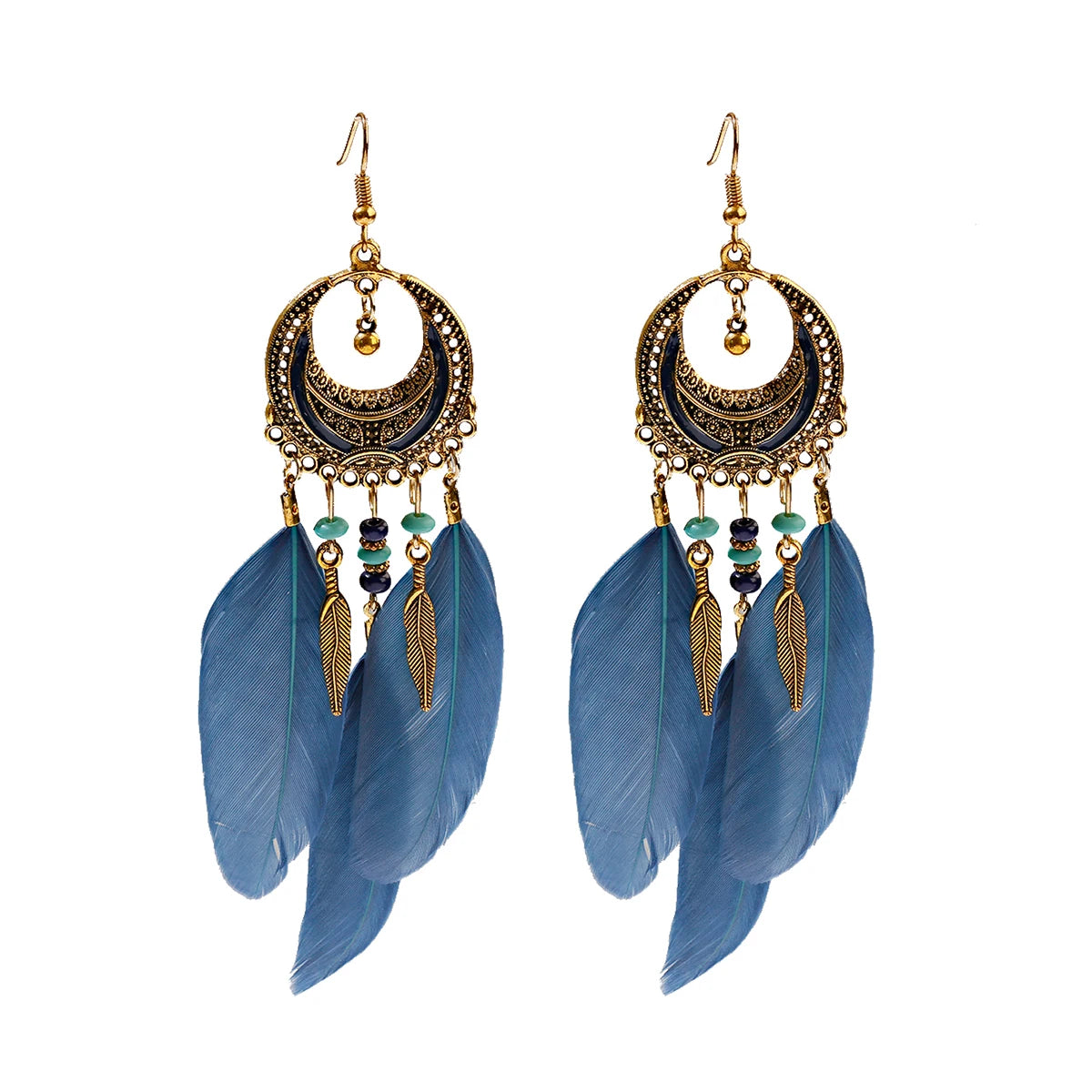 Dream Catcher Feather Leaf Tassel Earrings Jewelry