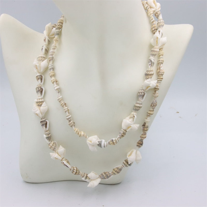 Trendy Fashion Jewelry Natural Sea Snail Shape Shell Beads Making Long Necklace Sweater Design For Women Party Gift Accessories