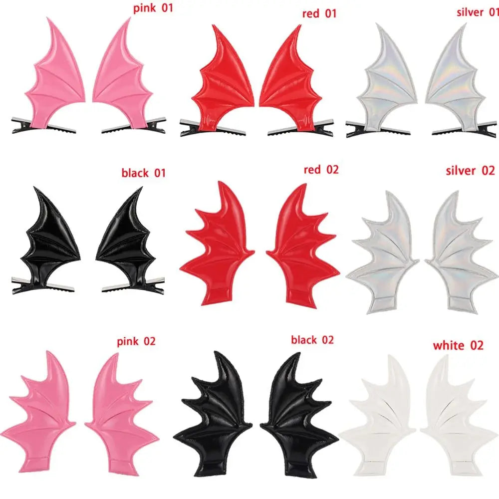 Bat Wings Shape Hairpins Halloween Devil Ears Headband Punk Hair Clip Gothic Costume Haunted House Party Adults Kids Head Decor - Charlie Dolly