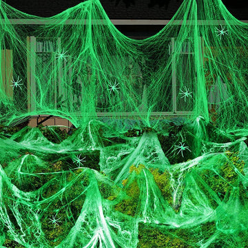 Luminous Spider Web,Stretchy Artificial Cobweb with Fake Spiders,Halloween Decorations,Outdoor Horror Haunted House Decor Props - Charlie Dolly