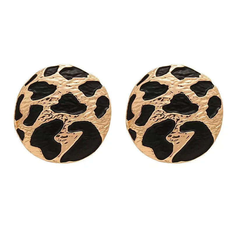 Leopard Print Round Stud Earrings Jewelry