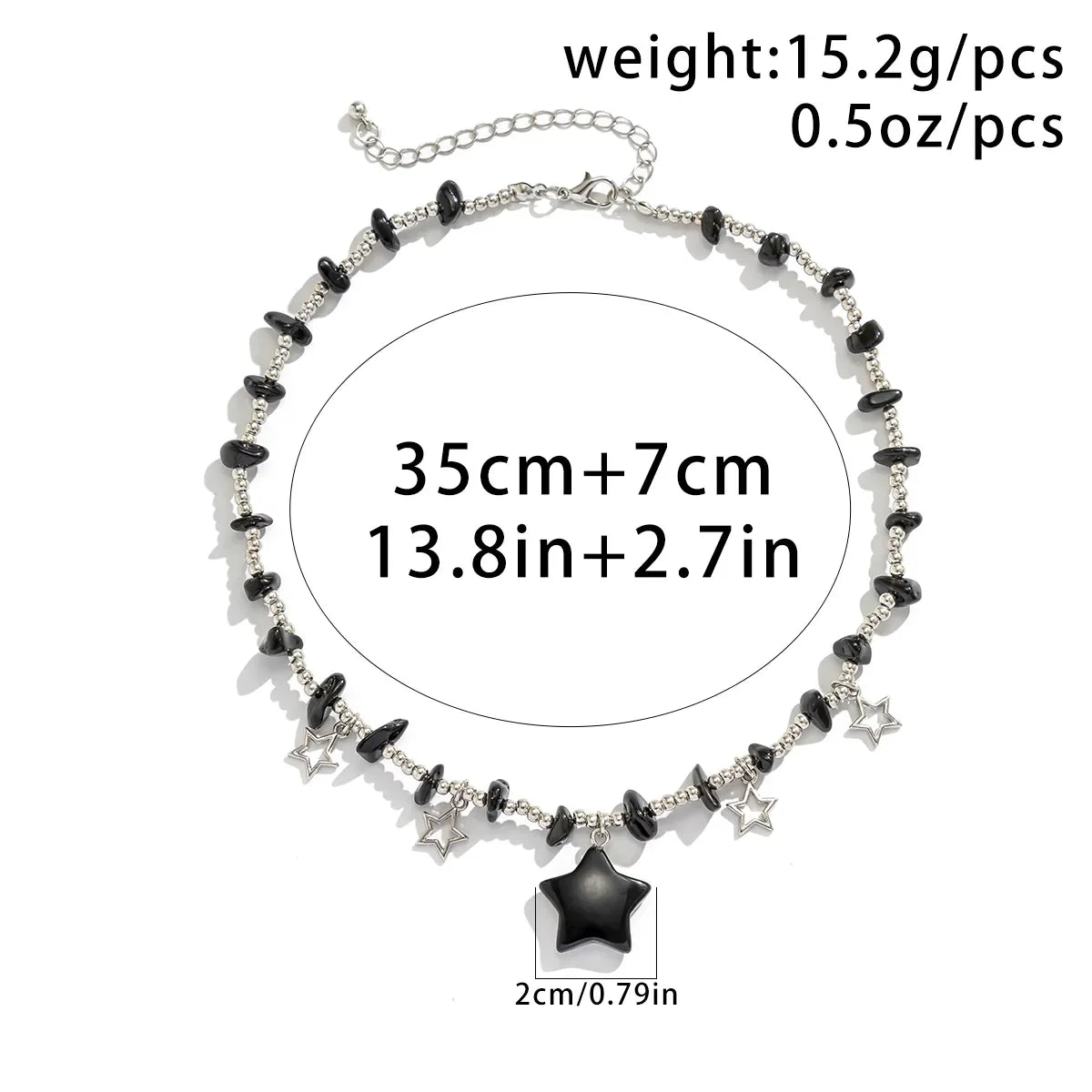 Boho Kpop Colorful Irregular Natural Stone Hollow Star Pendant Choker Necklace Women Goth Beads Chain Y2K Jewelry Accessorie New - Charlie Dolly
