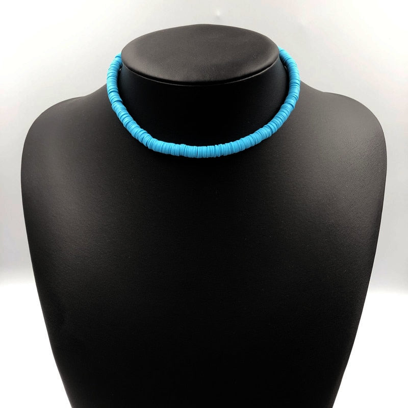 Donarsei New Fashion Colorful Clay Choker Necklace For Women Bohemian Adjustable Soft Pottery Collar Necklace Boho Jewelry