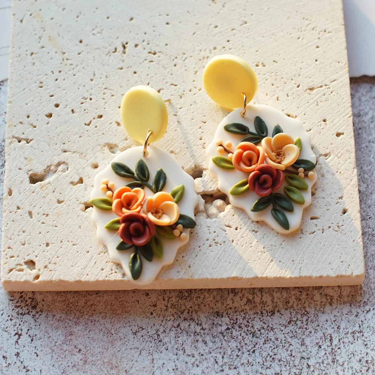 Clay Flower Cluster Egg Nest Earrings Jewelry