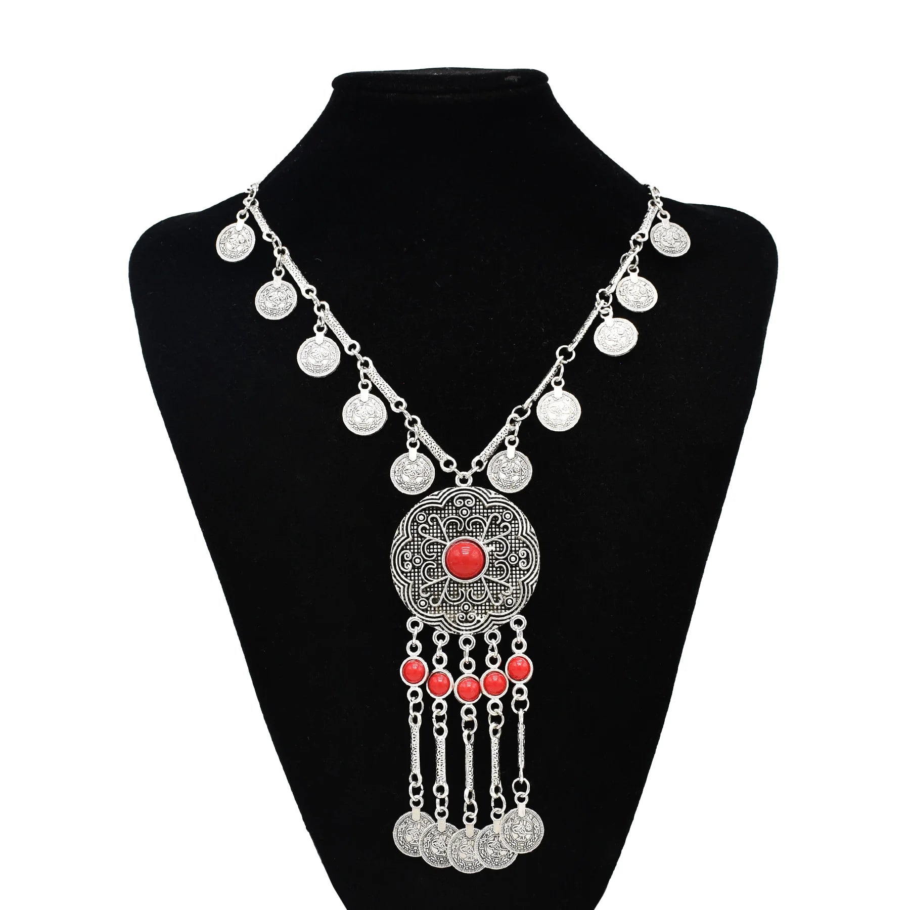 Turkish Coin Stone Tassel Bib Choker Necklace Jewelry