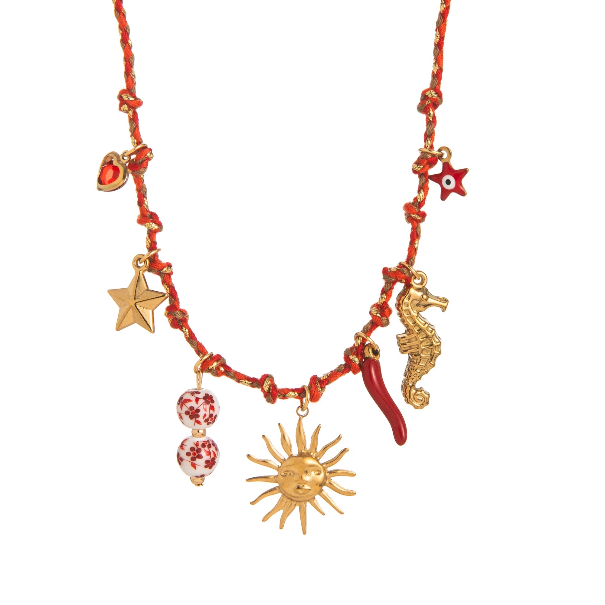 Colorful Bead Gold Plated Multi Strand Necklace Jewelry