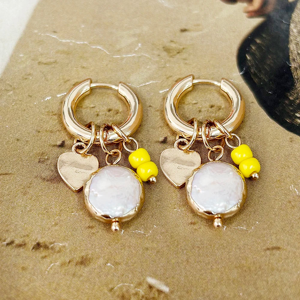 Pendant Earrings For Woman Boho Natural Stone Clover Malachite Powder Crystal Bohemia Charm Ear Luxury Quality Jewelry Girls - Charlie Dolly